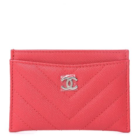 chanel card case chevron|CHANEL Caviar Chevron Quilted Card Holder Coral.